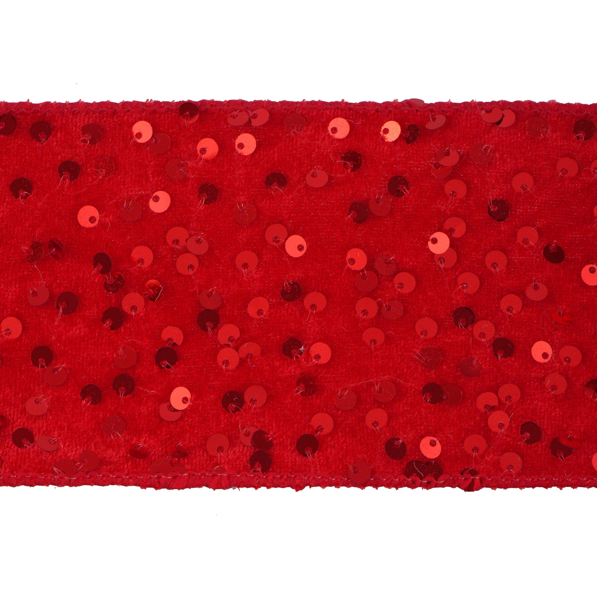 3.5" x 21ft. Red Wired Sequin Ribbon by Celebrate It®